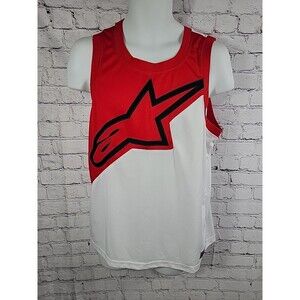 Mens Alpinestars Size Medium Jersey Style Tank Top Black, Red, White